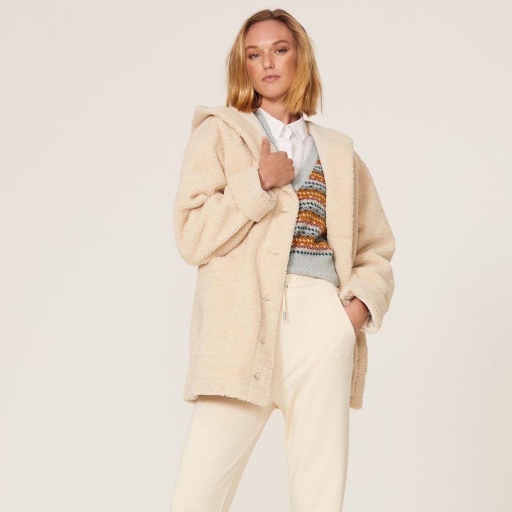 Splendid Grayson Faux Sherpa Jacket size small oversized fall autumn comfy cozy